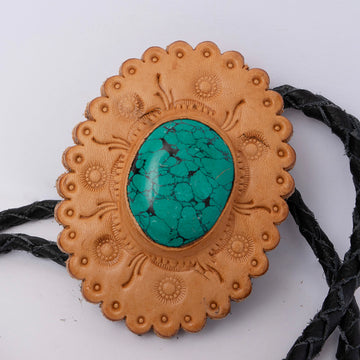 American Darling ADJW103A Braided Genuine Leather Jewelry Necklace with Concho